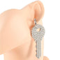 Rhinestone Metal Key Dangle Earring