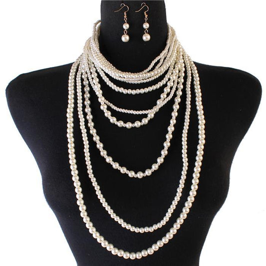 Pearl Long Layereds Necklace Set