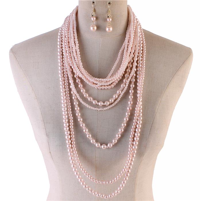 Pearl Long Layereds Necklace Set