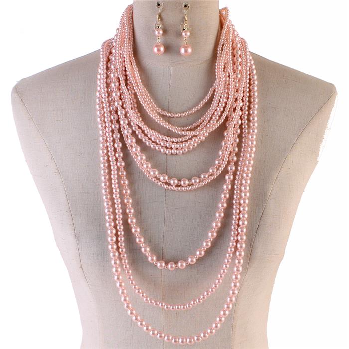 Pearl Long Layereds Necklace Set