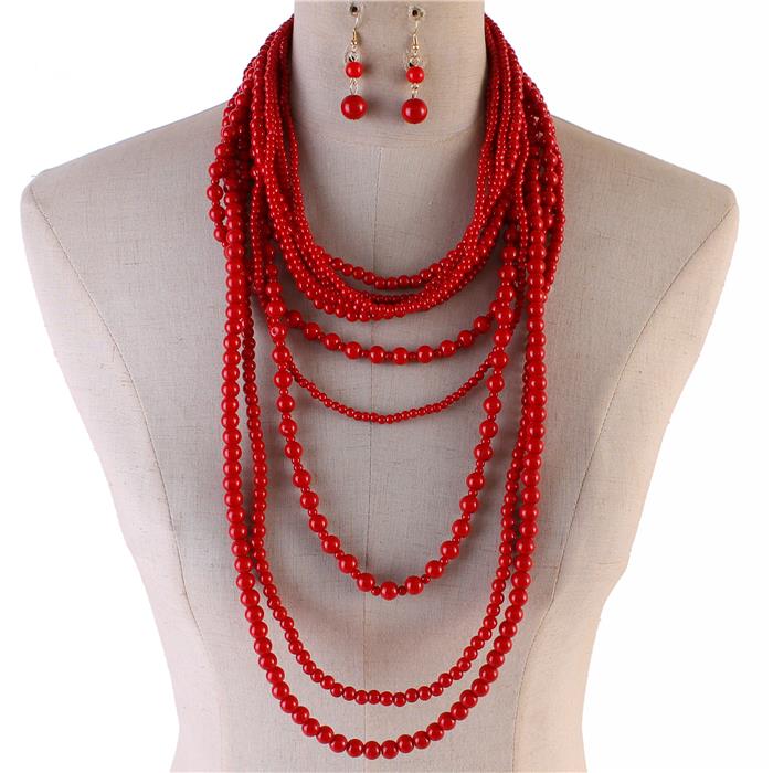 Pearl Long Layereds Necklace Set