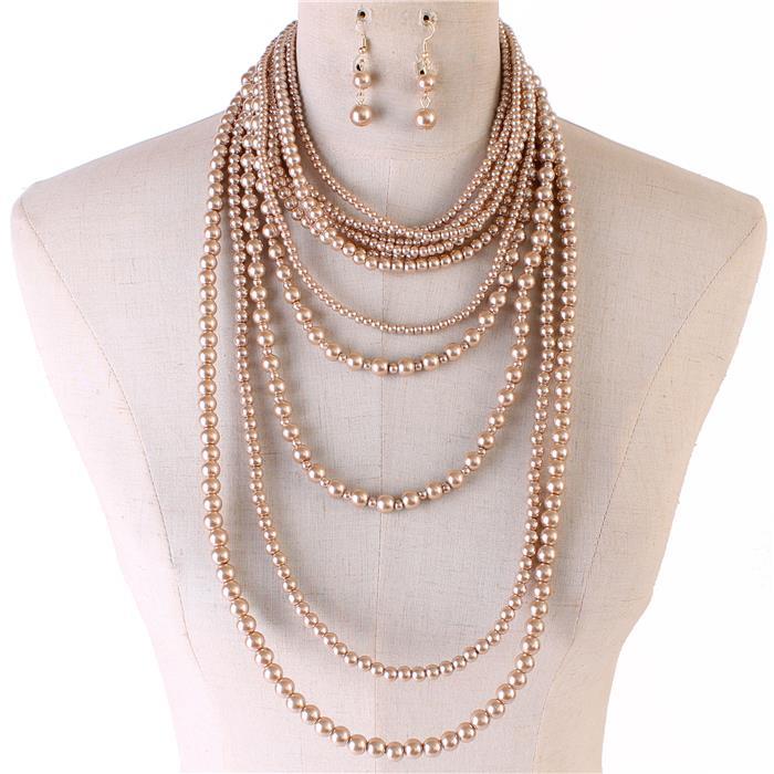 Pearl Long Layereds Necklace Set