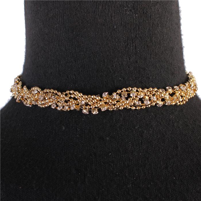 Rhinestones Braid Choker Necklace