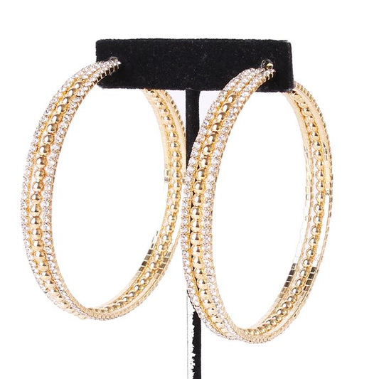 70MM Rhinestone Hoop Earring