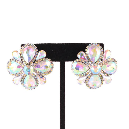 Crystal Flower Clip-On Earring