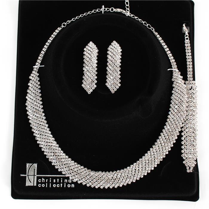 3 PCS Rhinestones Necklace Set