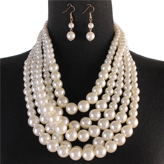 Pearl 5 Layereds Necklace Set