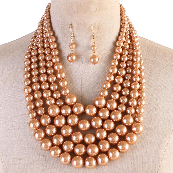 Pearl 5 Layereds Necklace Set