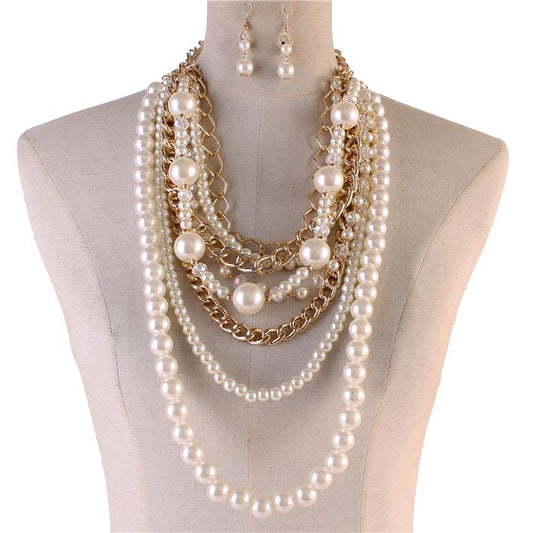 Multi-Pearl Long Necklace Set