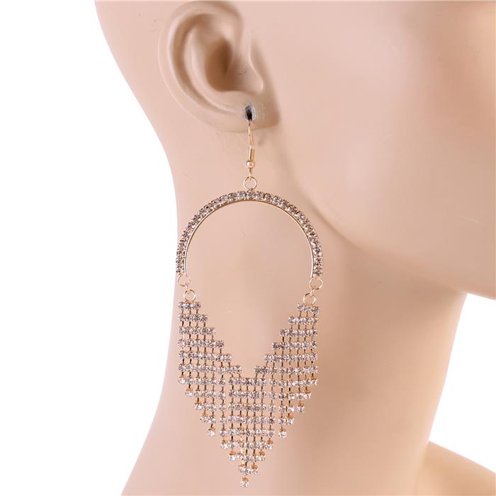 Rhinestones Semi-Hoop Earring