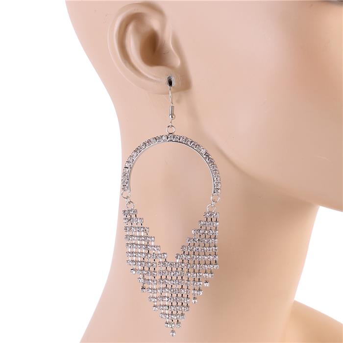 Rhinestones Semi-Hoop Earring