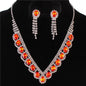 Rhinestones Oval Necklace Set