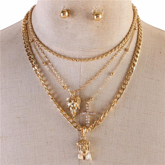 Three Layereds Religious Necklace Set