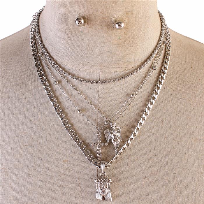 Three Layereds Religious Necklace Set