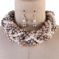 Pearl Braid Choker Necklace Set