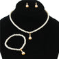 JR Pearl Round Dangling 3 pcs Necklace Set