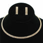 Rhinestones Two Lines Choker Necklace Set