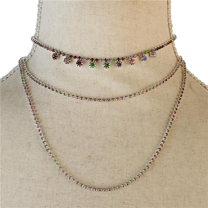 Rhinestones Drop Choker Necklace