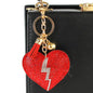 Rhinestones Casting Zic Zac Heart Key Chain