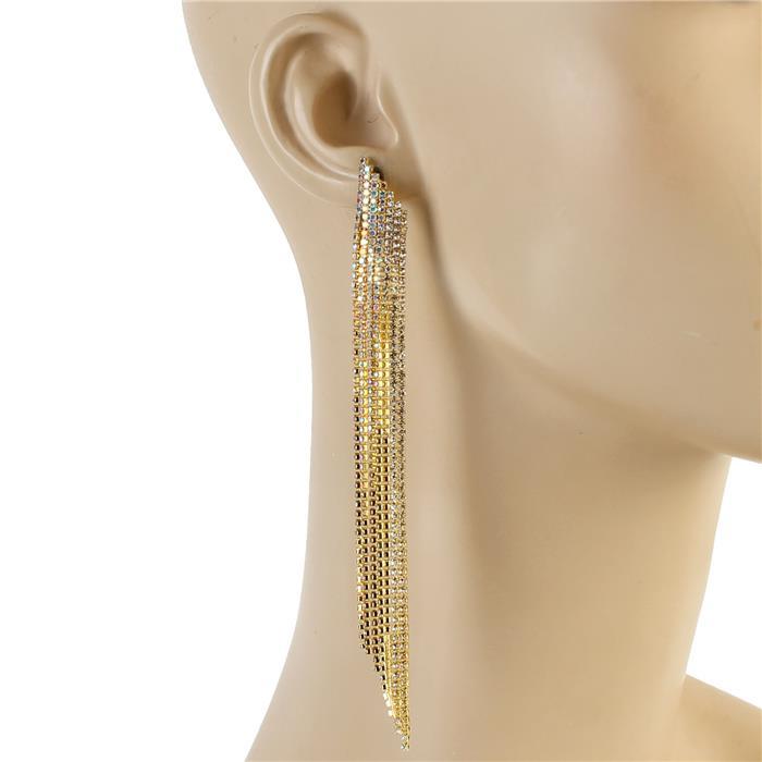 Rhinestones Long Seven Layereds Earring