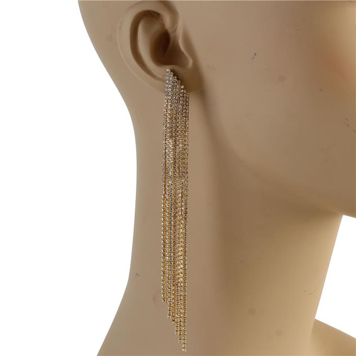 Rhinestones Long Seven Layereds Earring