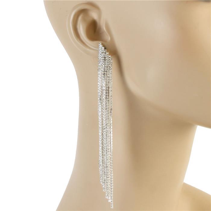 Rhinestones Long Seven Layereds Earring