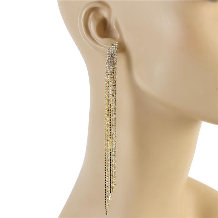 Rhinestones Long Five Layereds Earring