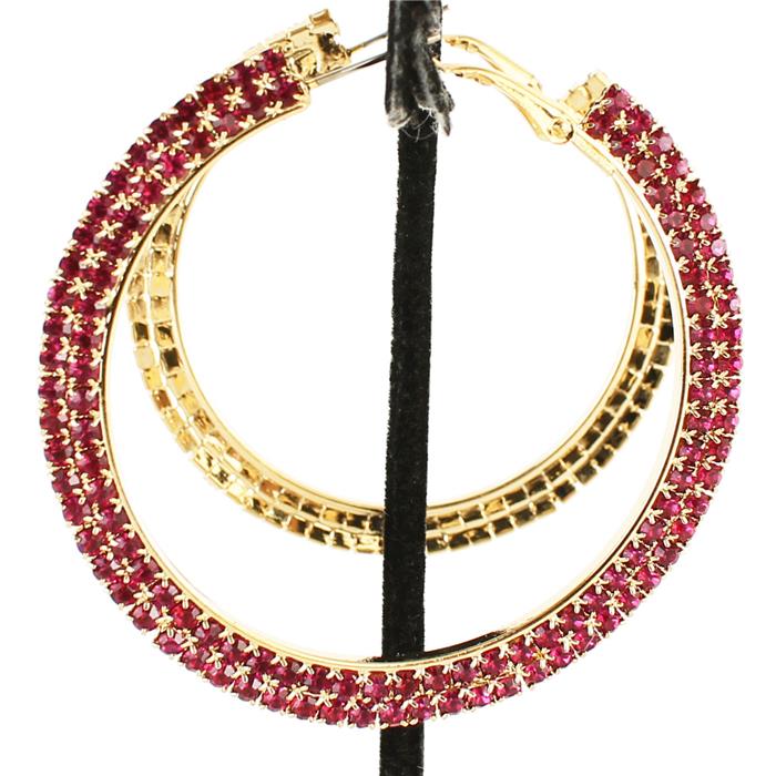 60mm Rhinestones Two Lines Hoop Earring