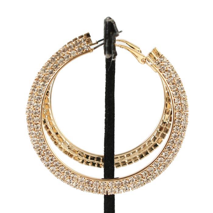 60mm Rhinestones Two Lines Hoop Earring