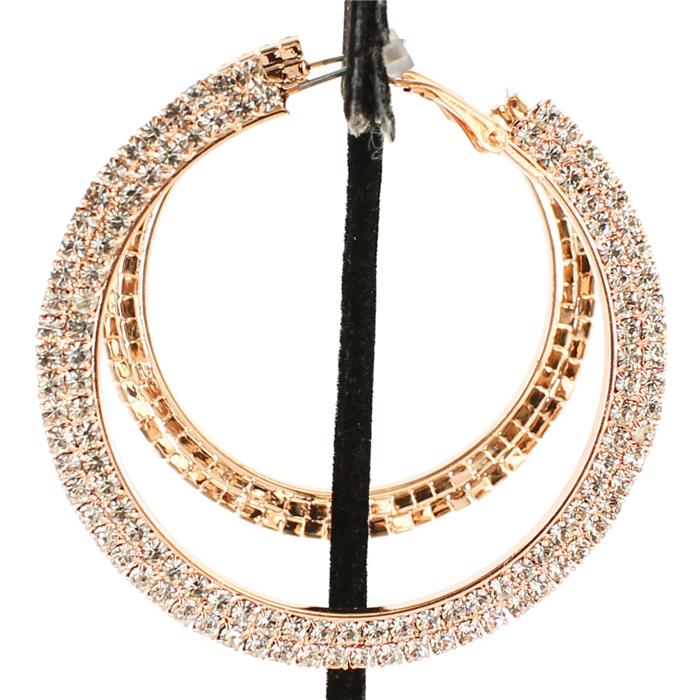 60mm Rhinestones Two Lines Hoop Earring