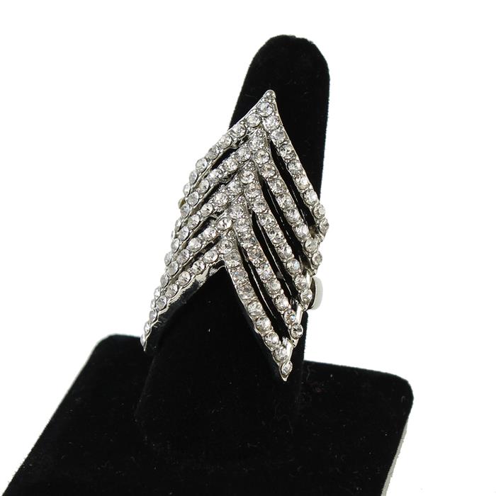 Rhinestone Chevron Ring