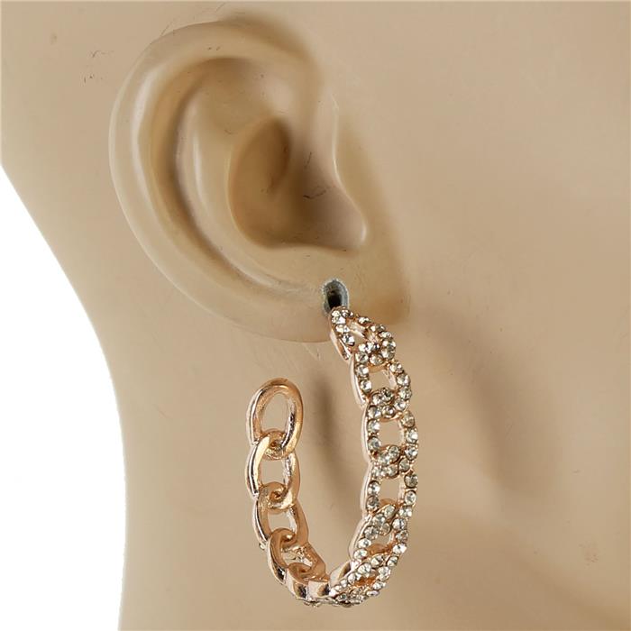 Stones Link Chain Hoop Earring