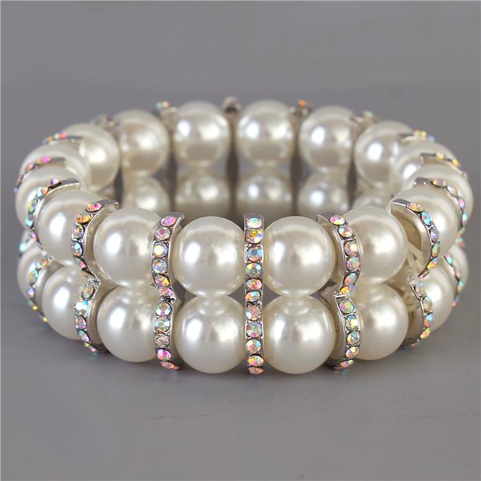 Pearl Stones 2 Lines Bracelet