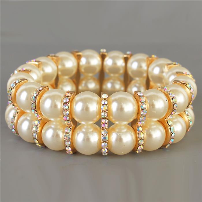 Pearl Stones 2 Lines Bracelet