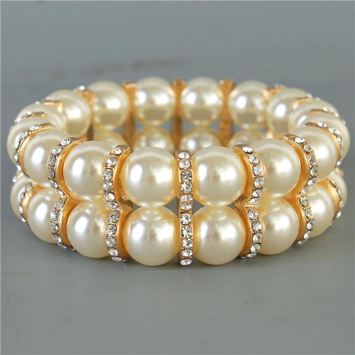 Pearl Stones 2 Lines Bracelet