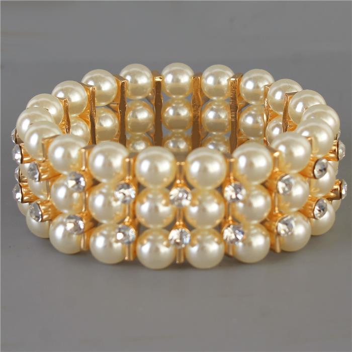 Pearl Stones 3 Lines Bracelet