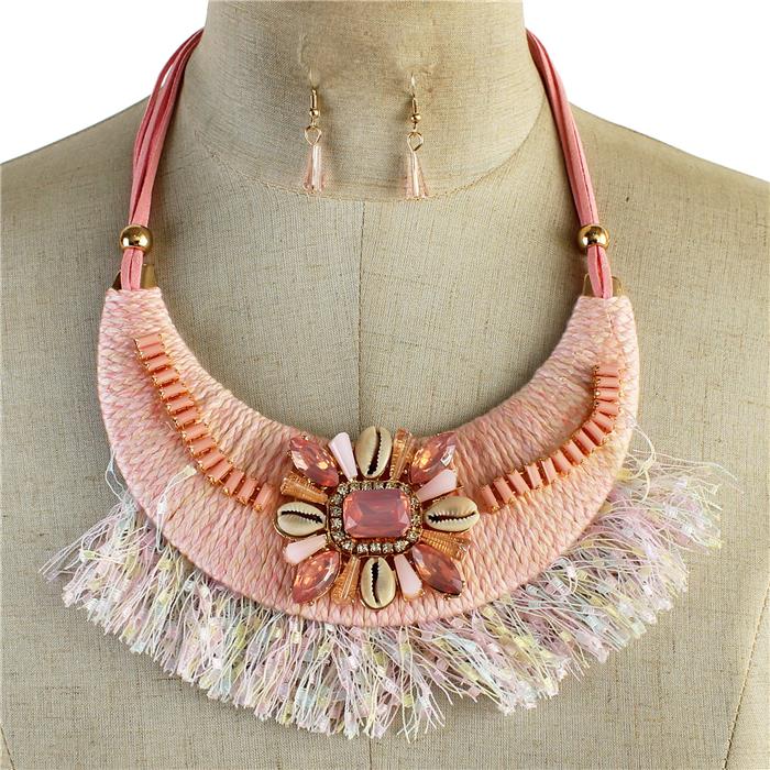 Fashion Fringed Flower Necklace Set