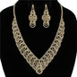 Rhinestones Swirl Tear Necklace Set