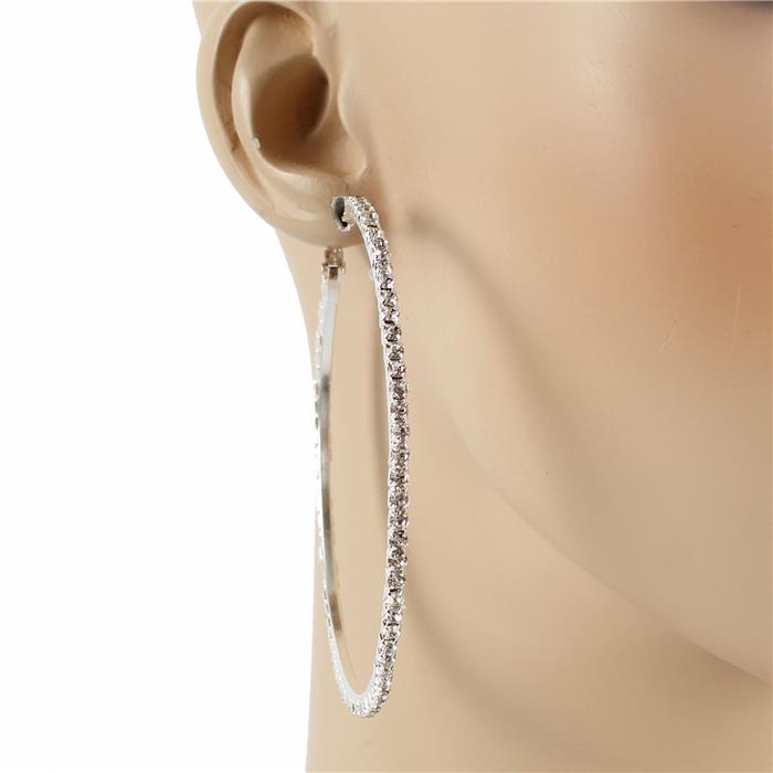 70mm  Rhinestones Hoop Earring