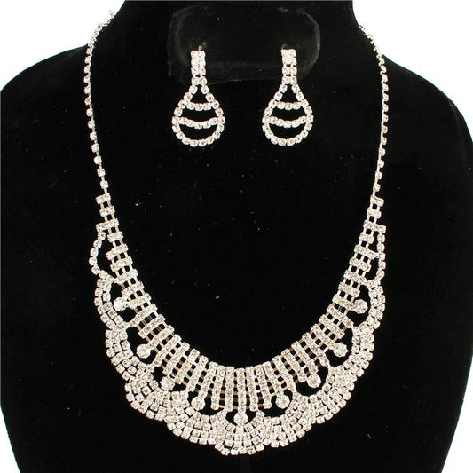 Rhinestone Wavy Necklace Set