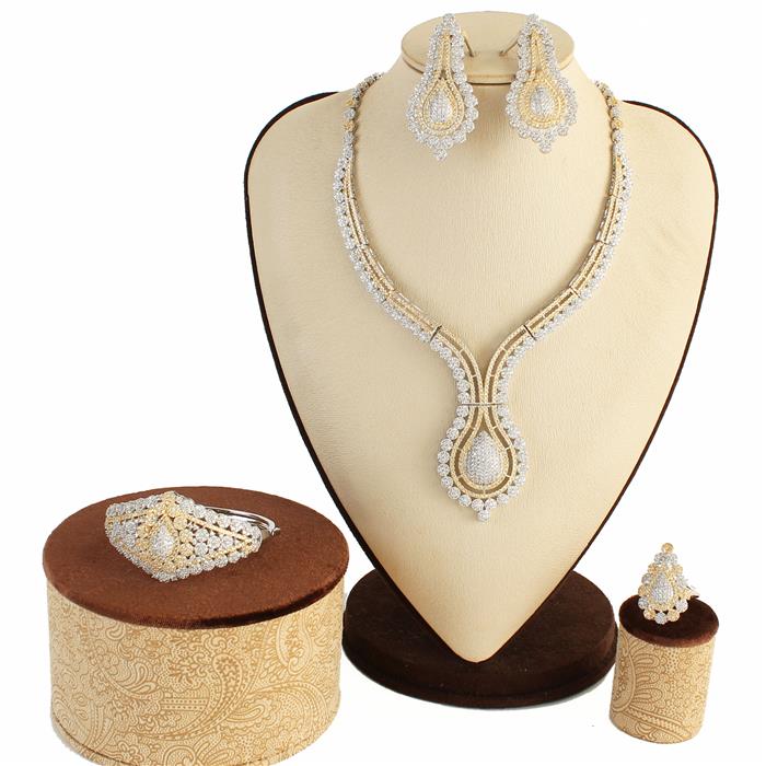 CZ Teardrop 4pcs Necklace Set