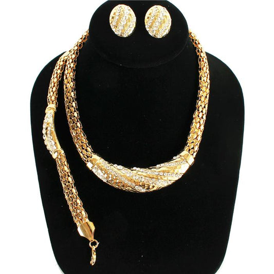 Rhinestone PopCorn 3pcs Necklace Set