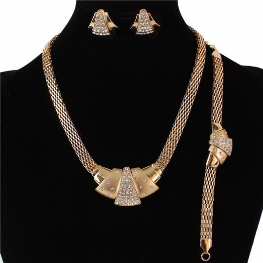 Rhinestone Casting 3PCS Necklace Set