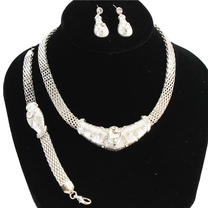 Crystal Metal 3pcs Necklace Set