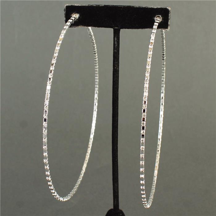 Rhinestone 4.5 inch Hoop Earring