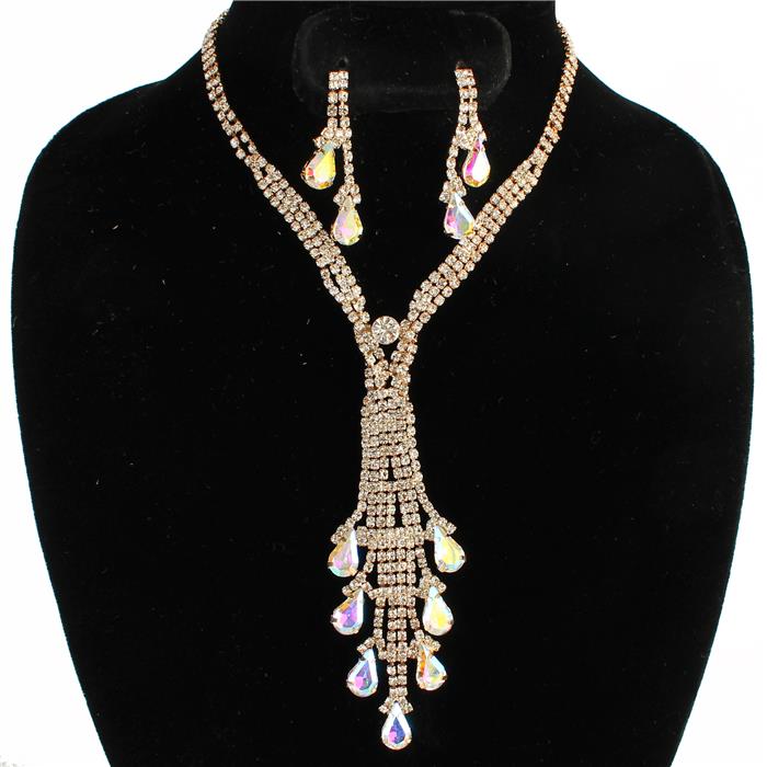 Rhinestone Swirl Necklace Set