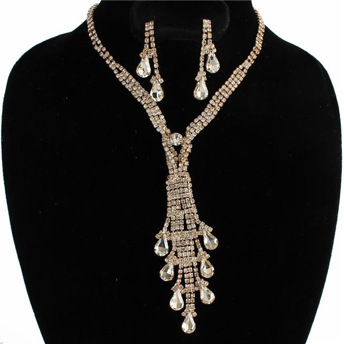 Rhinestone Swirl Necklace Set