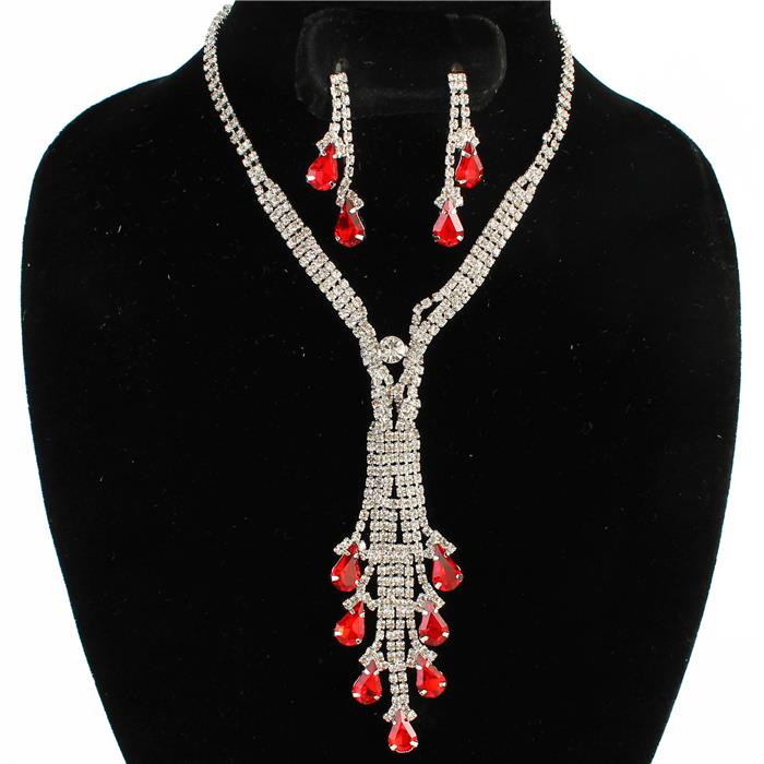 Rhinestone Swirl Necklace Set