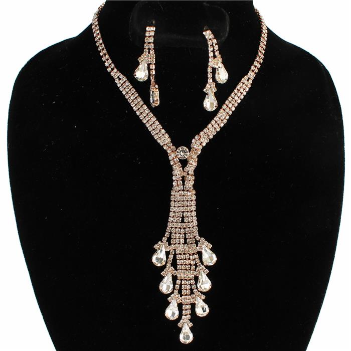 Rhinestone Swirl Necklace Set