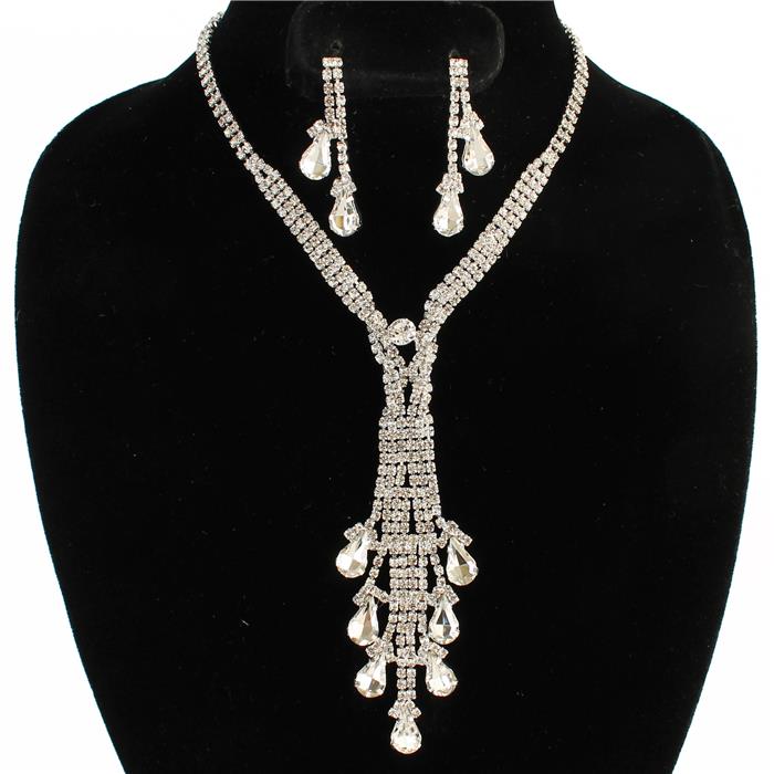 Rhinestone Swirl Necklace Set